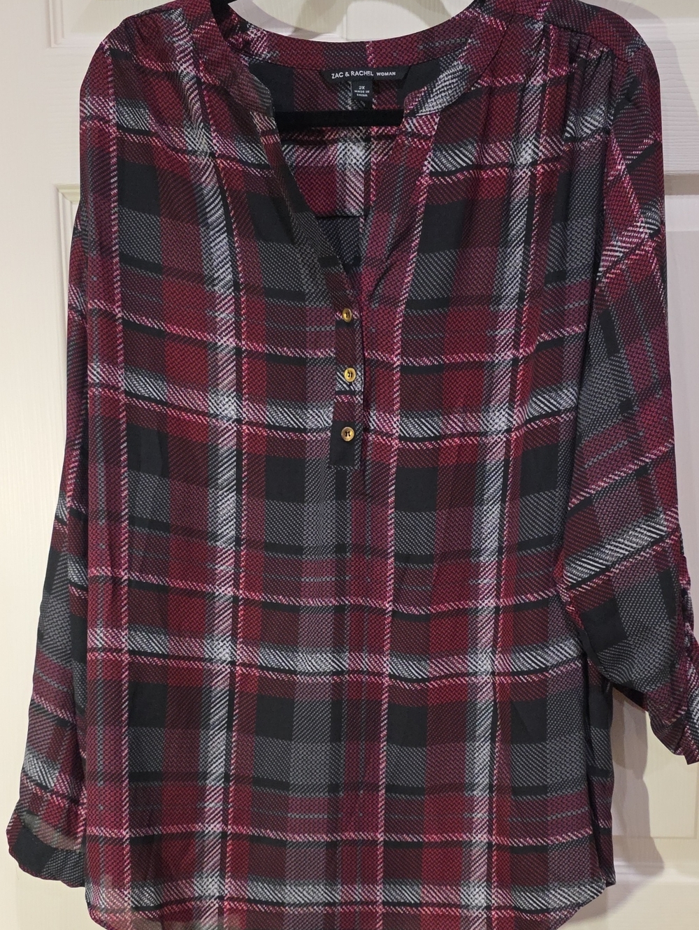 Zac & Rachel Men's Plaid Button-Front Shirt - Burgundy, Black & Gray